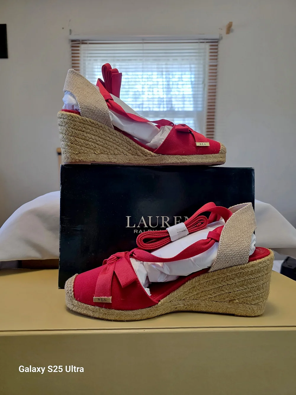 LAUREN Ralph Lauren Hollie Espadrille Wedge In Red Size 7.5B